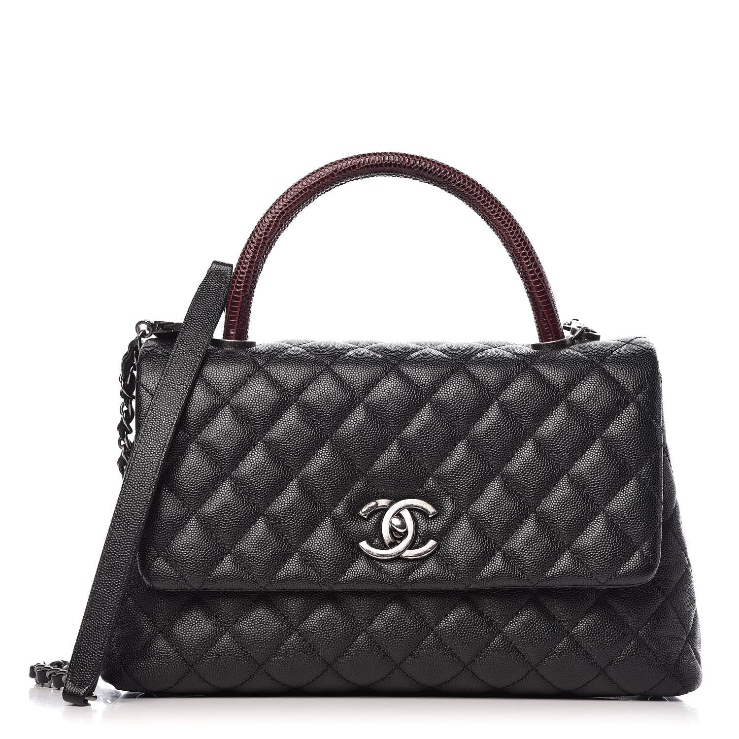Chanel Caviar Lizard Quilted Small Coco Handle Flap Black 1 of 10