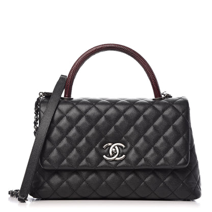 Chanel Caviar Lizard Quilted Small Coco Handle Flap Black 1 of 10