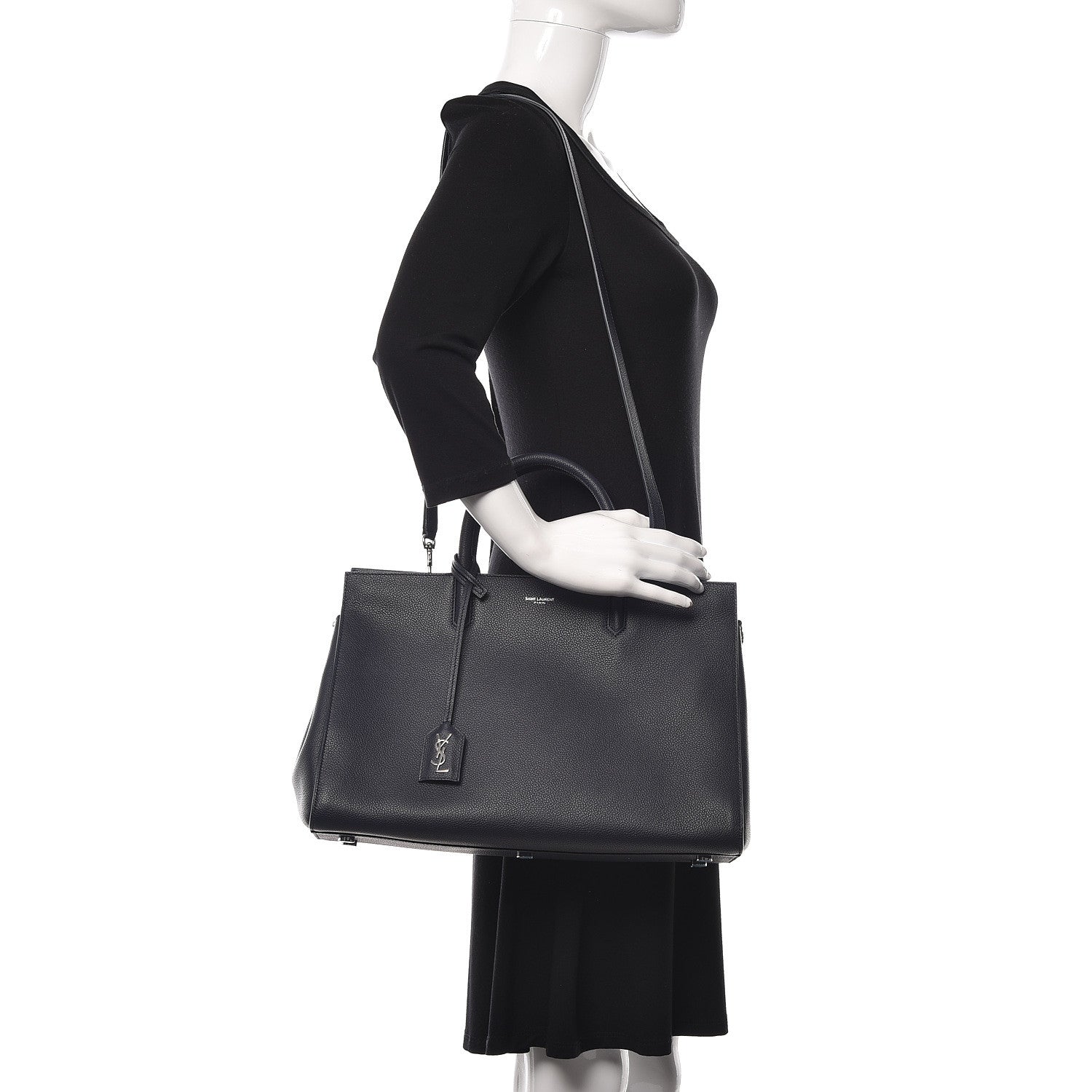 Saint Laurent Calfskin Medium Rive Gauche Cabas Navy Blue 2 of 9