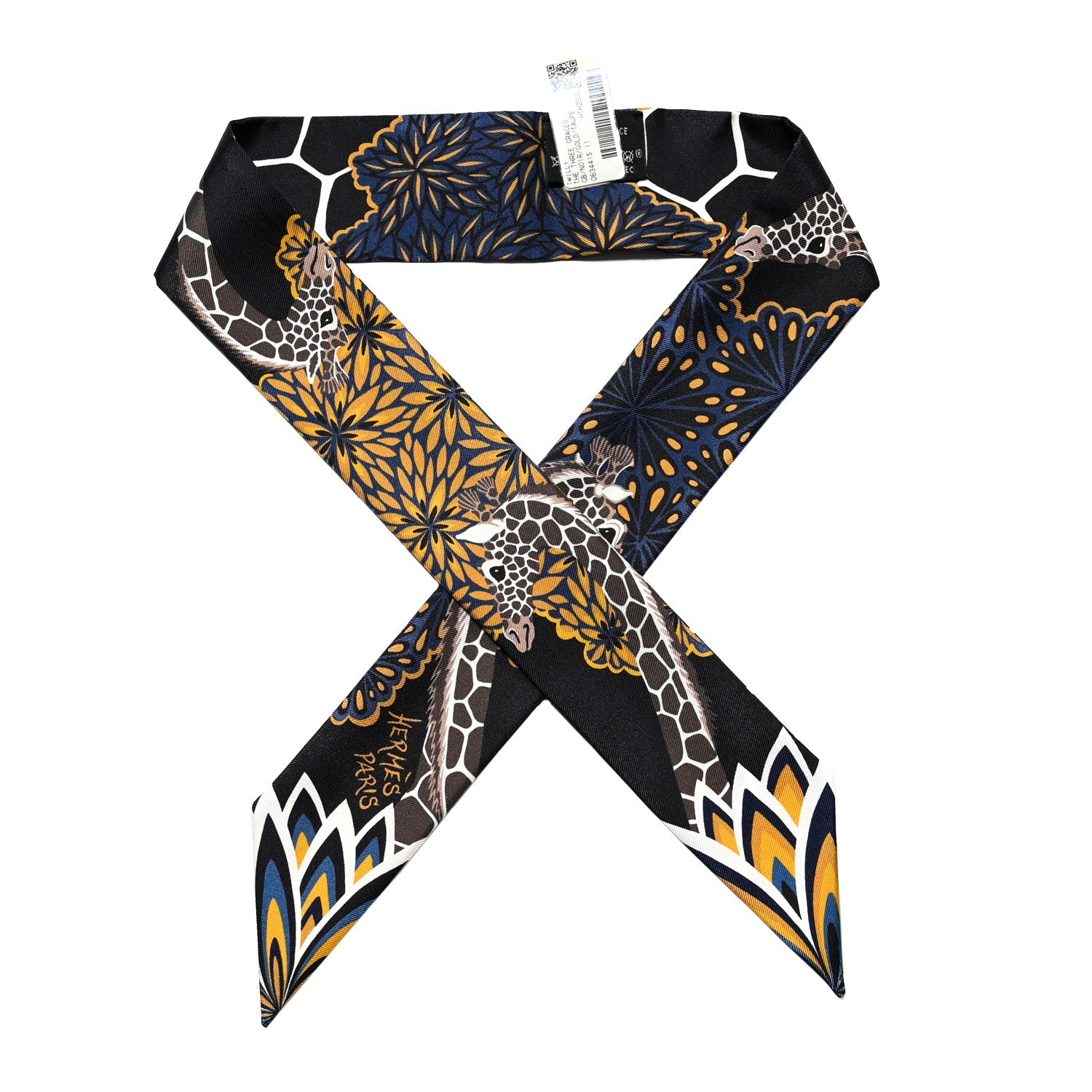 Hermes Silk Three Graces Twilly Black Gold Taupe 1 of 4