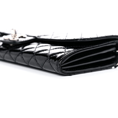 Chanel Patent Calfskin Quilted Brilliant East West Flap Clutch Black 6 of 14