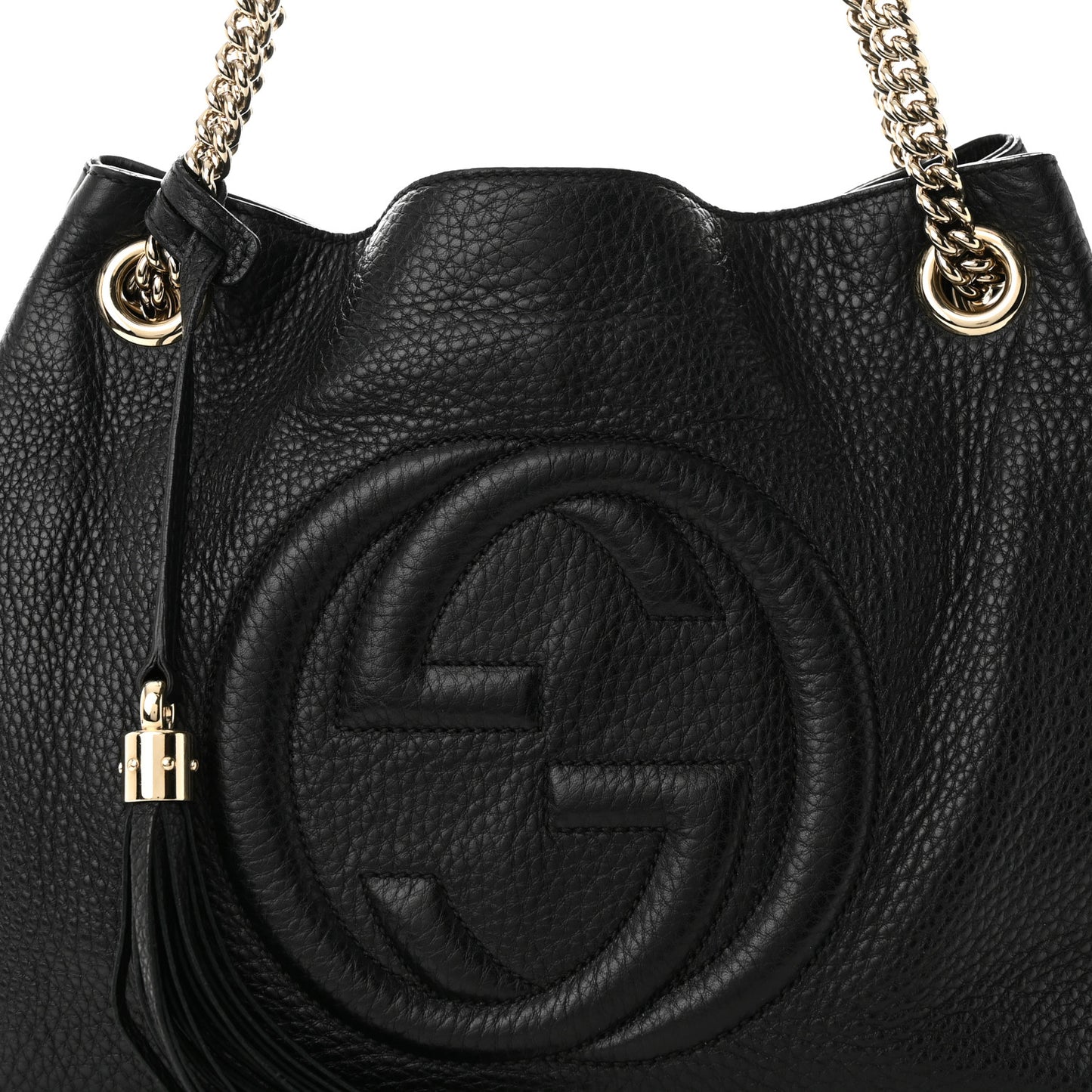 Pebbled Calfskin Medium Soho Chain Shoulder Bag Black