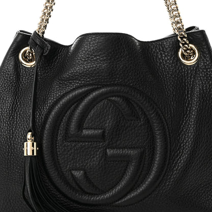 Gucci Pebbled Calfskin Medium Soho Chain Shoulder Bag Black 8 of 10