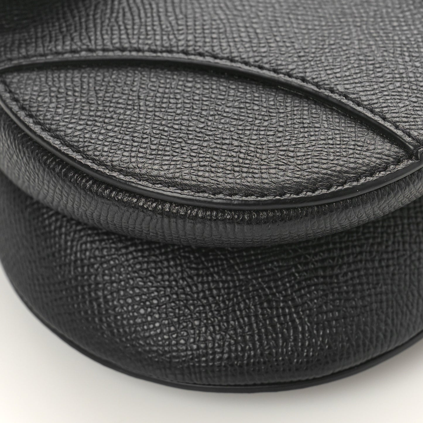 Grained Calfskin Mini Saddle Bag Black