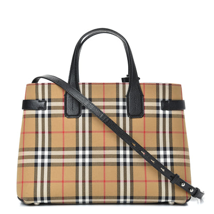 Burberry Goatskin Vintage Check Medium Banner Tote Black 1 of 11