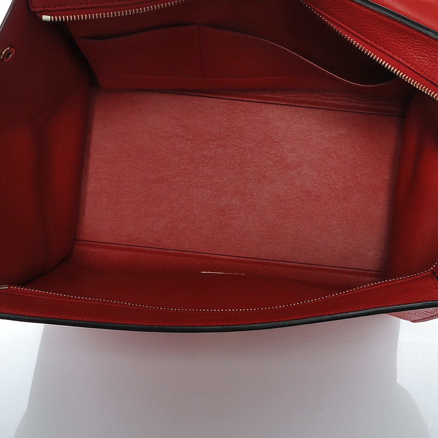 Drummed Calfskin Suede Medium Trapeze Vermillion