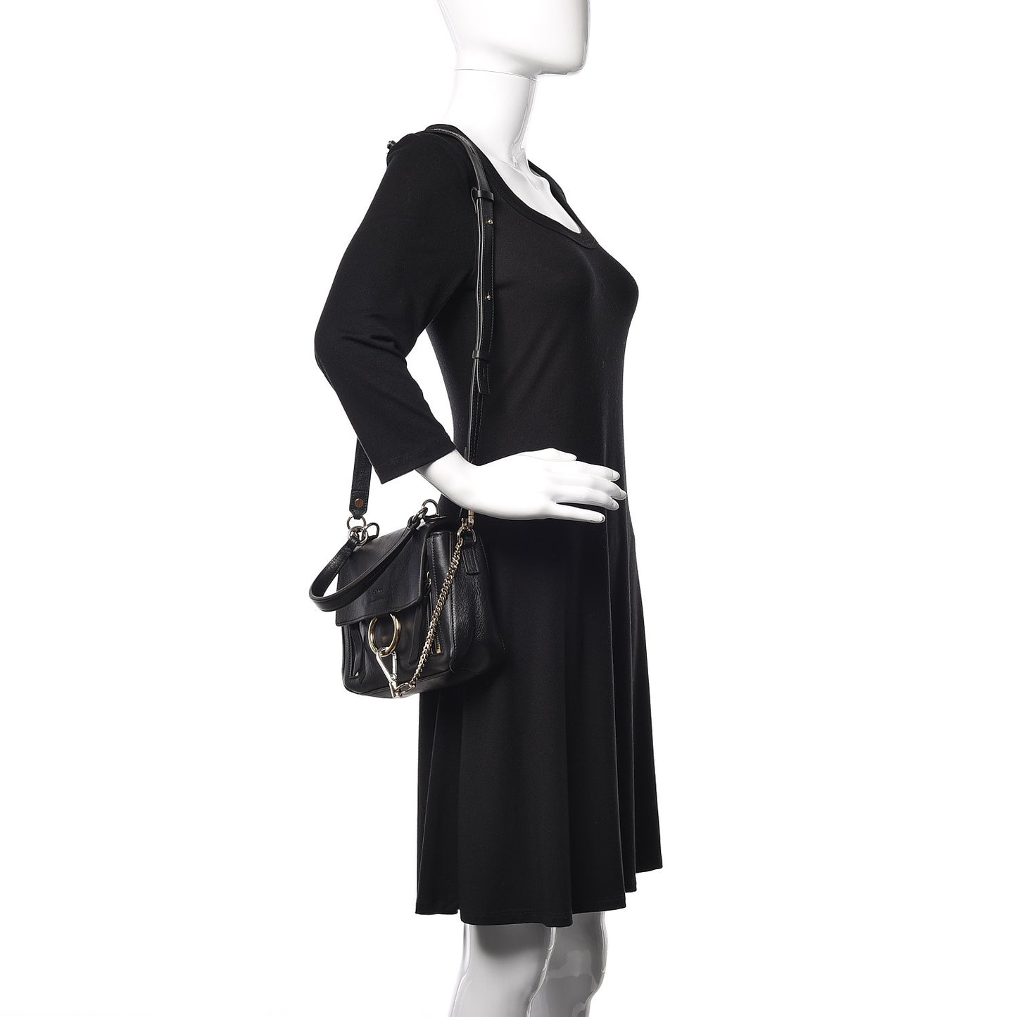 Calfskin Mini Faye Day Shoulder Bag Black