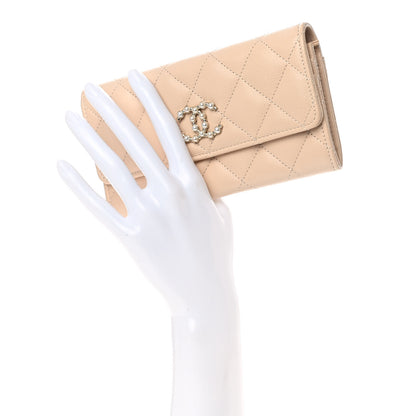 Chanel Caviar Pearl Quilted Coco Candy Wallet Beige 2 of 9