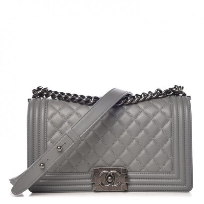 Chanel Calfskin Quilted Medium Boy Flap Grey 1 of 8