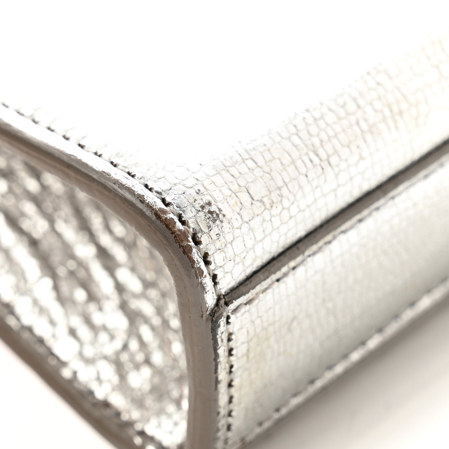 Textured Metallic Calfskin Classic Monogram Cassandre Clutch Silver