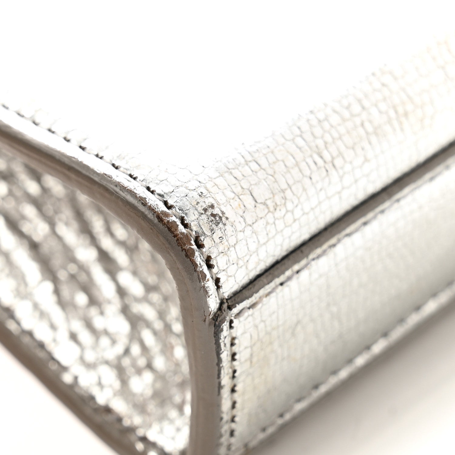 Saint Laurent Textured Metallic Calfskin Classic Monogram Cassandre Clutch Silver 13 of 16