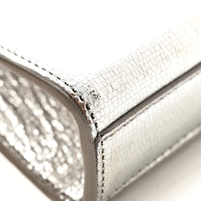 Saint Laurent Textured Metallic Calfskin Classic Monogram Cassandre Clutch Silver 13 of 16