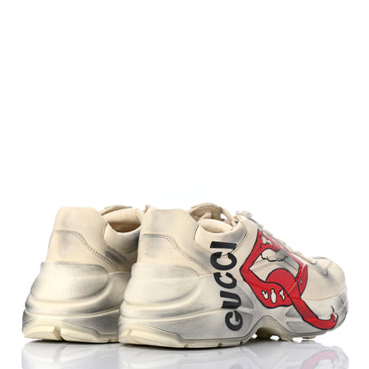 Gucci Calfskin Mouth Print Womens Rhyton Sneakers 35.5 Ivory 4 of 8