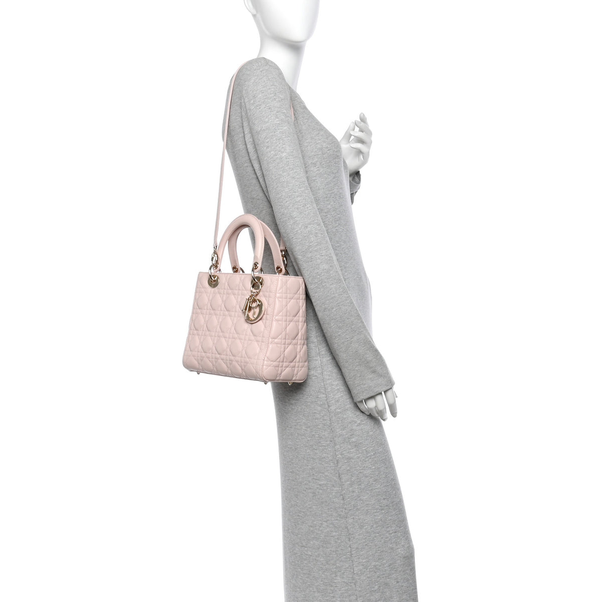 Lambskin Cannage Medium Lady Dior Light Pink
