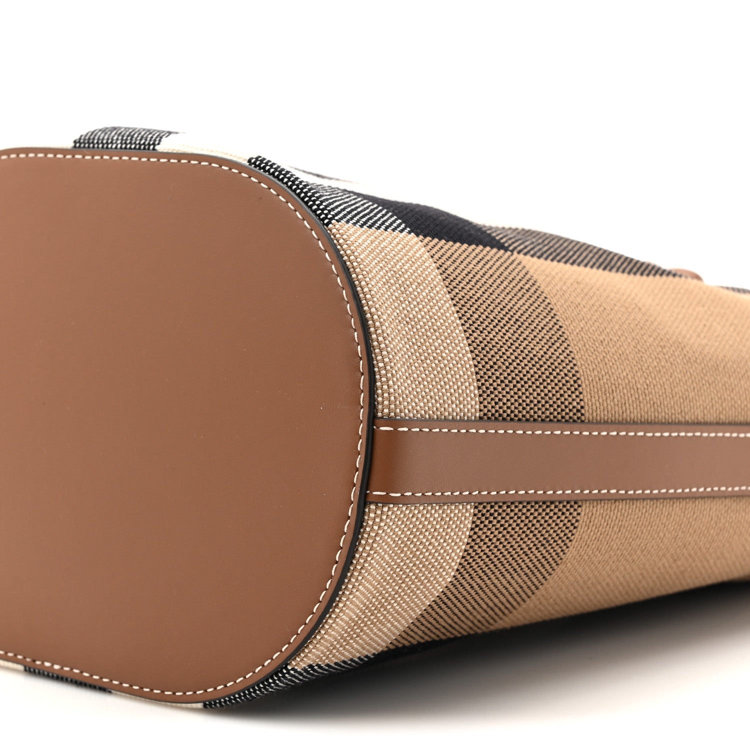 Burberry Giant Check Canvas Small Bucket Bag Taupe Brown 9 of 10