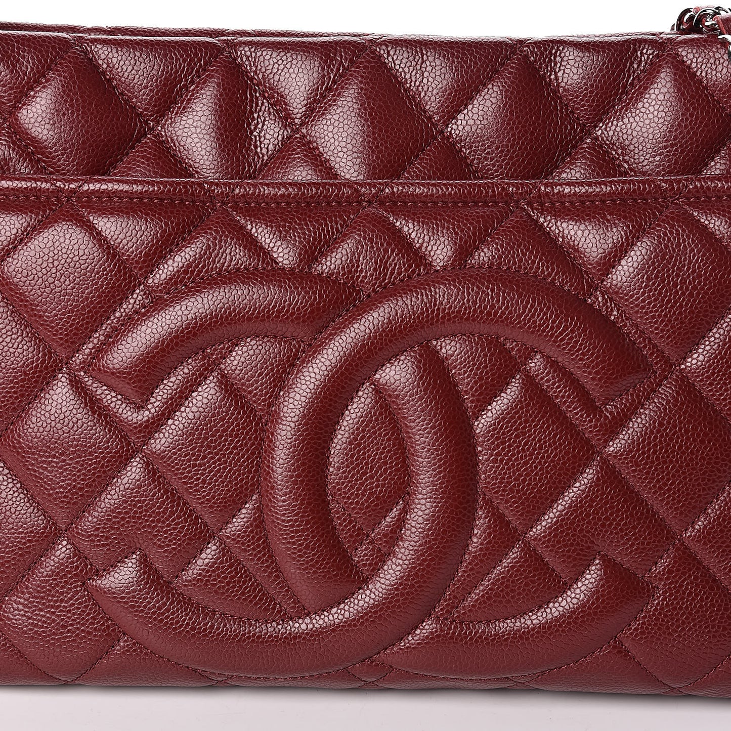 Caviar Quilted Shopping Tote Burgundy