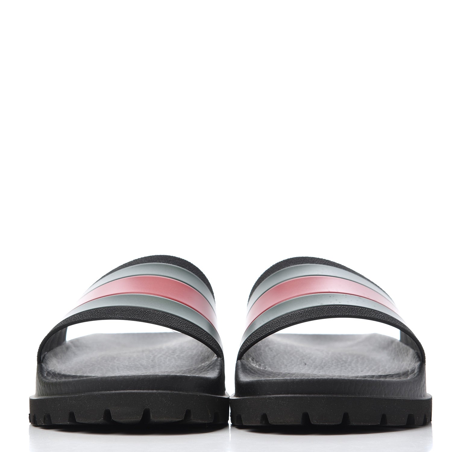 Gucci Rubber Web Mens Lug Sole Slide Sandals 9 Black Green Red 2 of 13