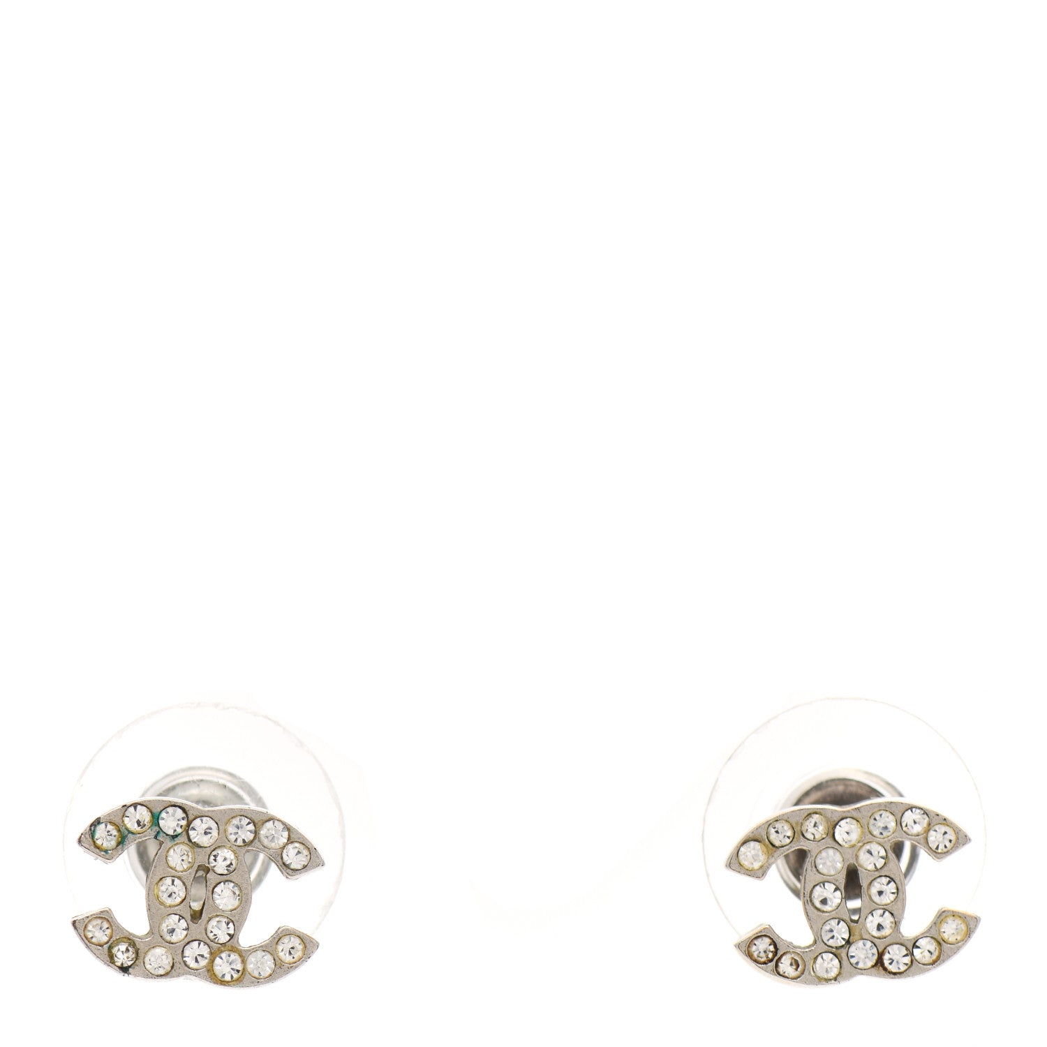 Chanel Crystal Mini CC Earrings Silver 1 of 3