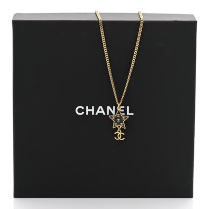 Chanel Glitter Enamel CC Star Necklace Gold Black 5 of 5