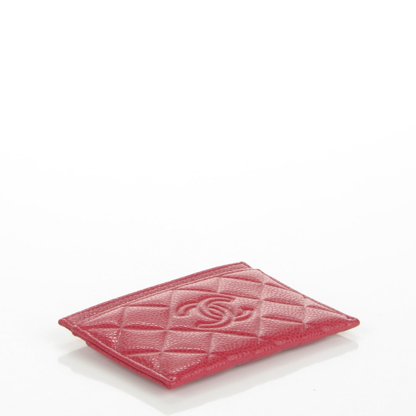 Caviar Quilted Diamond CC Card Holder Dark Pink