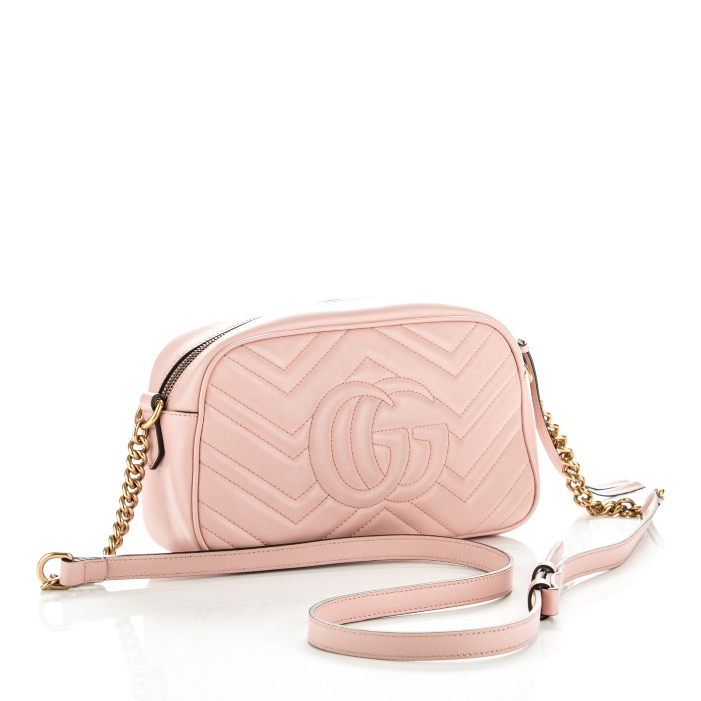Calfskin Matelasse Small GG Marmont Chain Shoulder Bag Perfect Pink