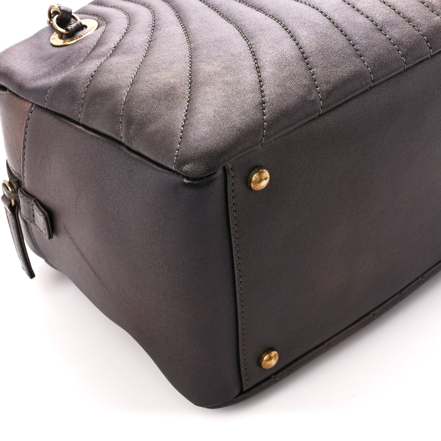 Metallic Lambskin Paris Shanghai Quilted Tote Kahki
