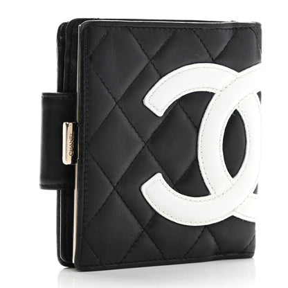 Chanel Calfskin Quilted Cambon Bi-Fold Wallet Black White 3 of 9