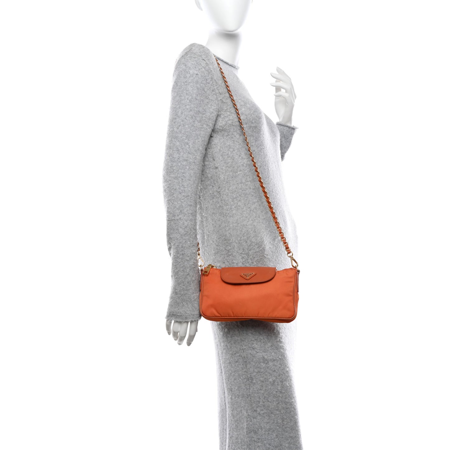 Tessuto Nylon Saffiano Crossbody Bag Papaya