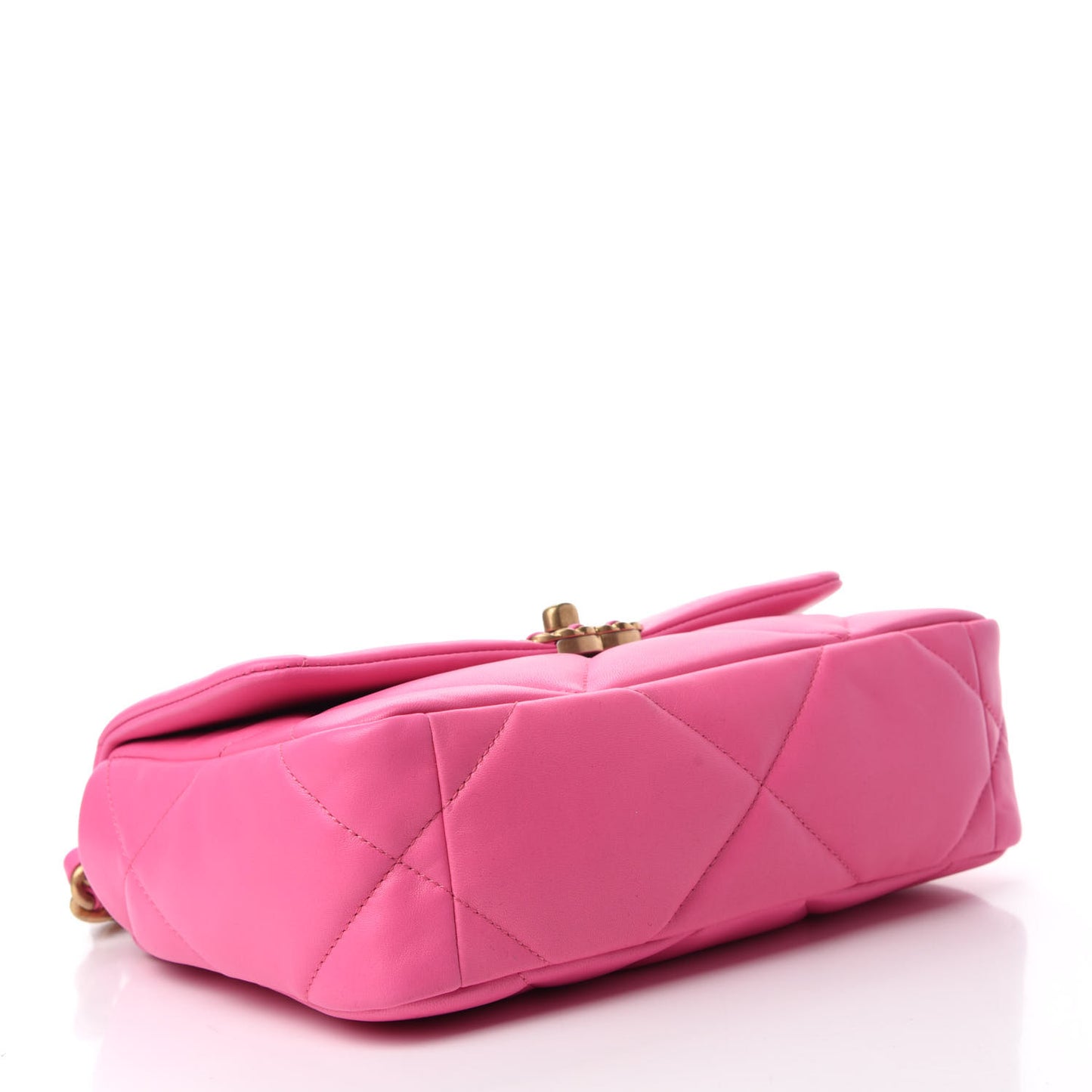 Shiny Lambskin Quilted Medium Chanel 19 Flap Neon Pink