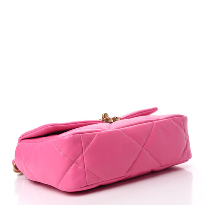 Chanel Shiny Lambskin Quilted Medium Chanel 19 Flap Neon Pink 4 of 11