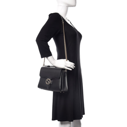 Gucci Dollar Calfskin Interlocking G Top Handle Shoulder Bag Black 2 of 8