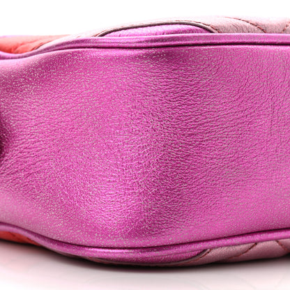 Gucci Laminated Nappa Matelasse Small GG Marmont Chain Shoulder Bag Fuxia Rosso Rosa 9 of 10