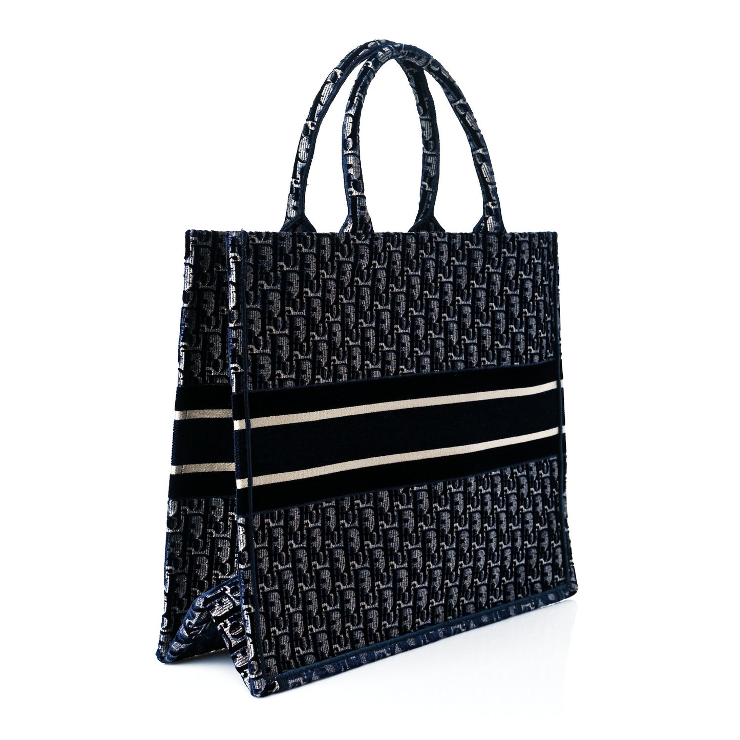 Oblique Velvet Book Tote Blue Multicolor