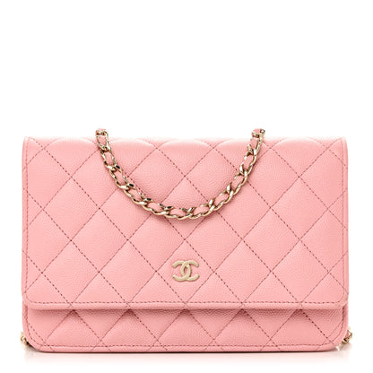 Chanel Caviar Quilted Wallet on Chain WOC Light Pink 1 of 12