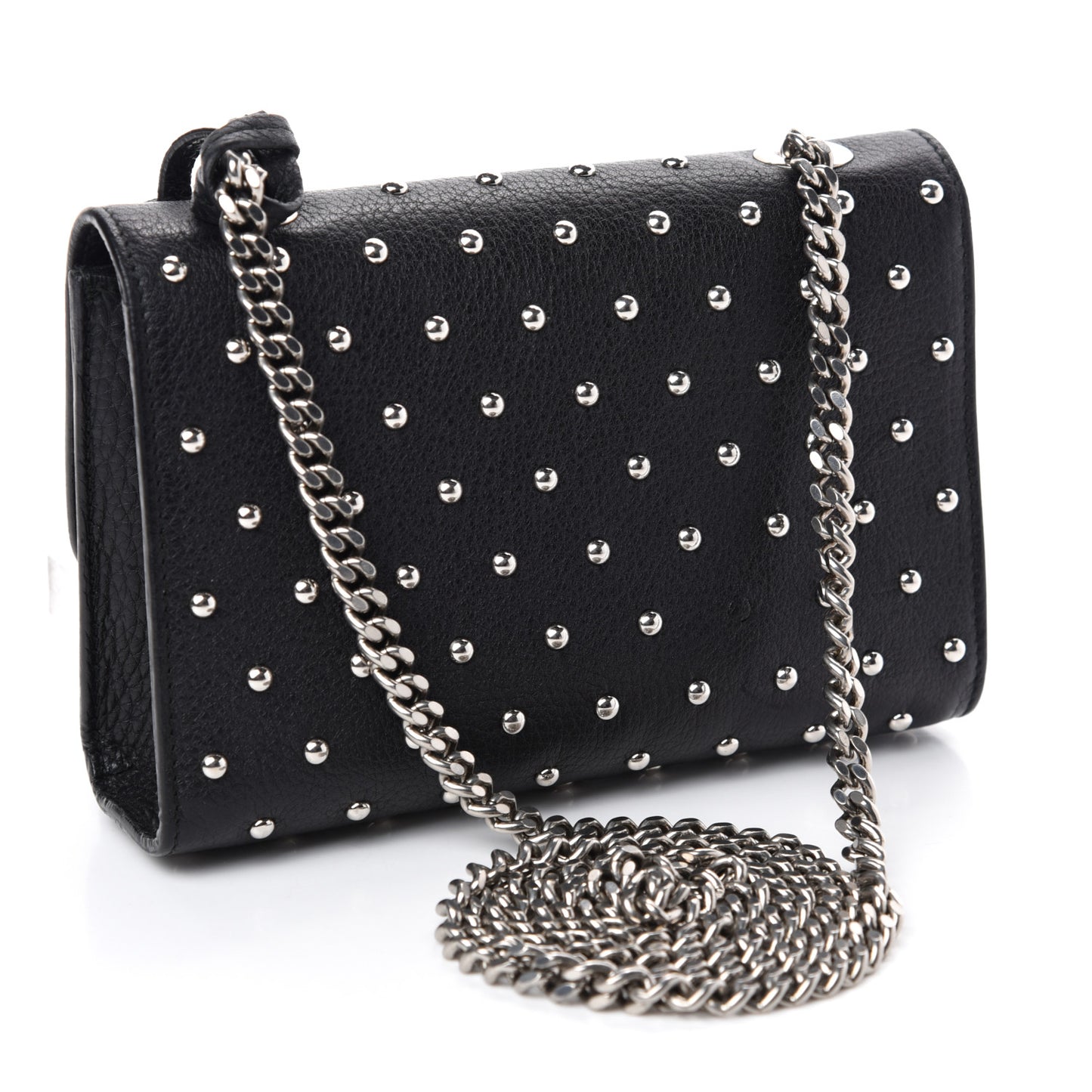 Calfskin Small Studded Miss Bamboo Shoulder Bag Black