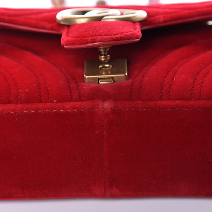 Gucci Velvet Matelasse Mini GG Marmont Shoulder Bag Hibiscus Red 17 of 18
