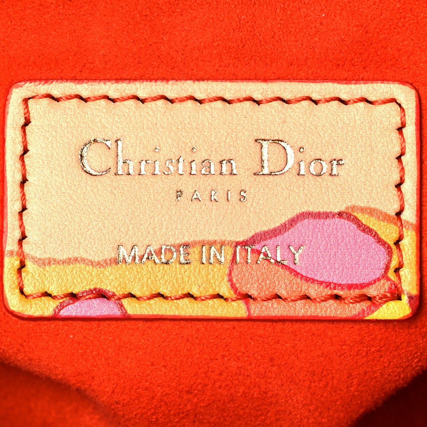 Calfskin Printed Woods All Over Medium Lady Dior Pink Multicolor