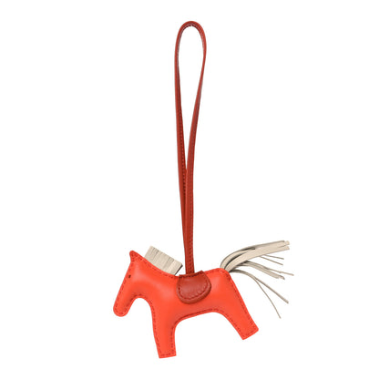 Hermes Milo Lambskin Grigri Rodeo Horse Bag Charm PM Orange Poppy Craie Terre Battue 1 of 4