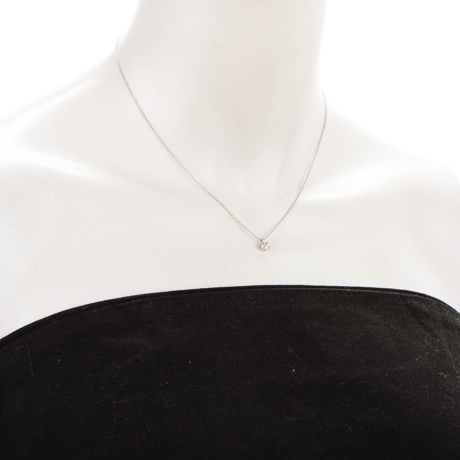 Tiffany Platinum Diamond .31ct Solitaire Pendant Necklace 2 of 6