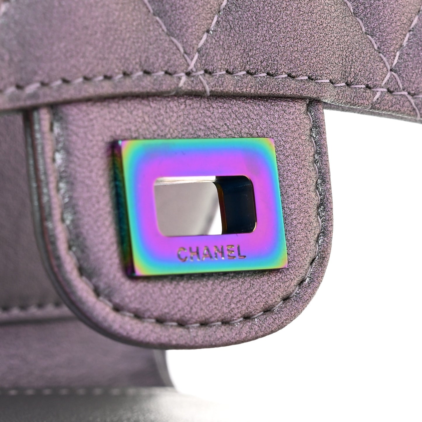 Iridescent Lambskin Quilted 2.55 Reissue Compact Flap Wallet Light Purple
