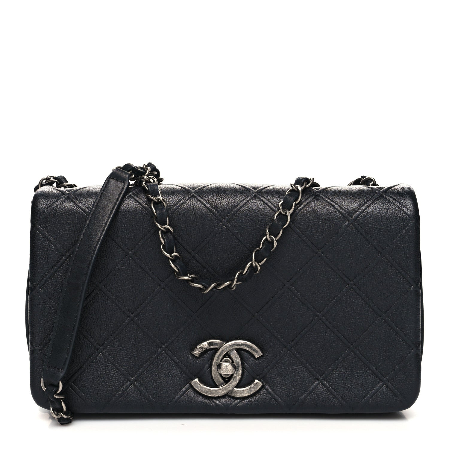 Chanel Calfskin Diamond Embossed New Chic Flap Black 1 of 11