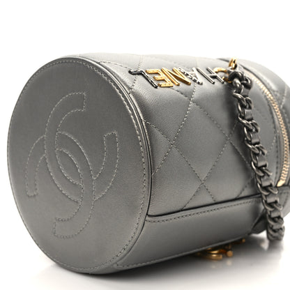 Chanel Metallic Lambskin Quilted Side Note Vanity Grey 10 of 10