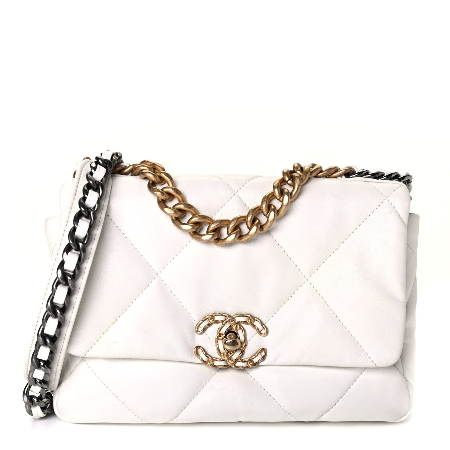 Lambskin Quilted Medium Chanel 19 Flap White