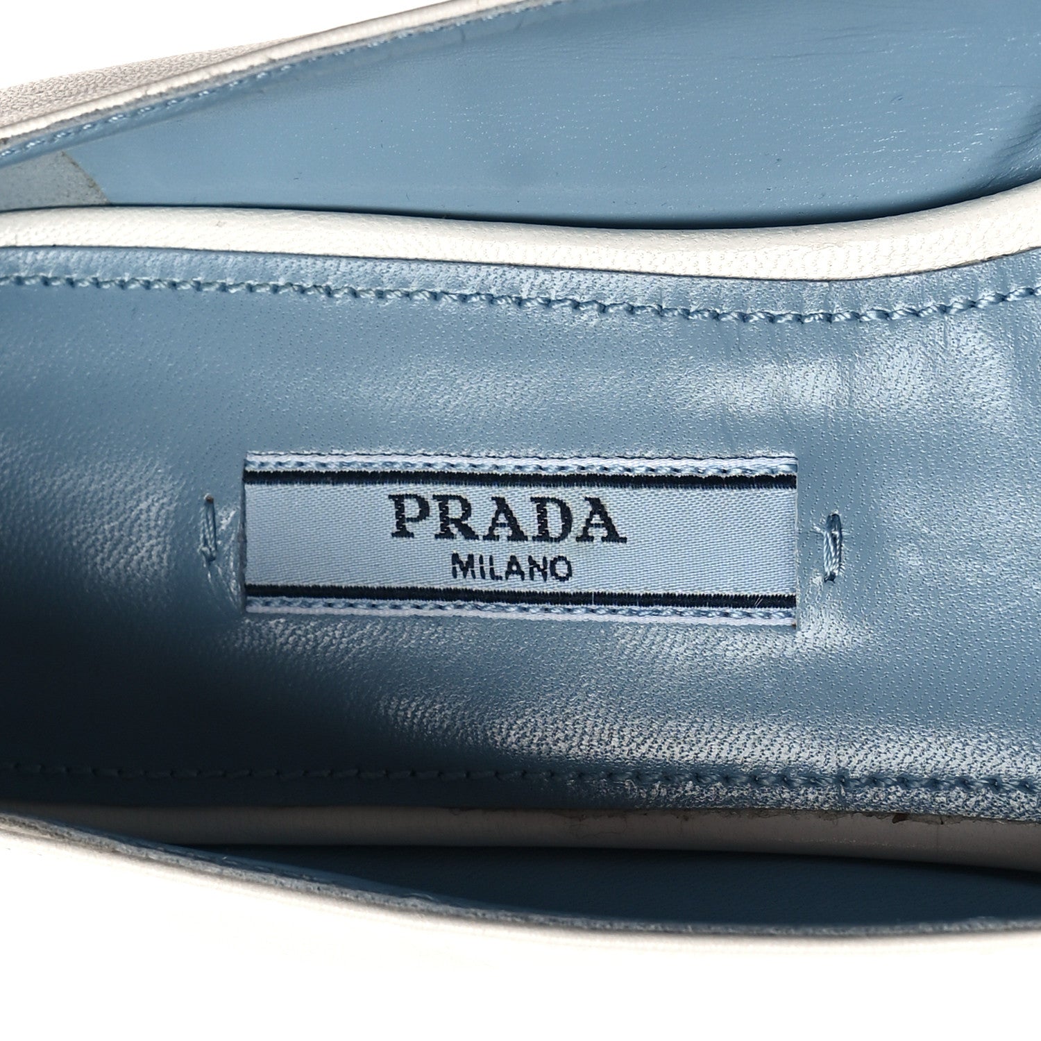 Prada Calfskin Logo Bow Ballerina Flats 36 White 7 of 9