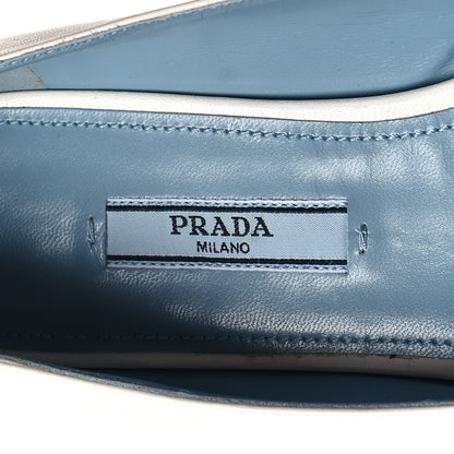 Prada Calfskin Logo Bow Ballerina Flats 36 White 7 of 9