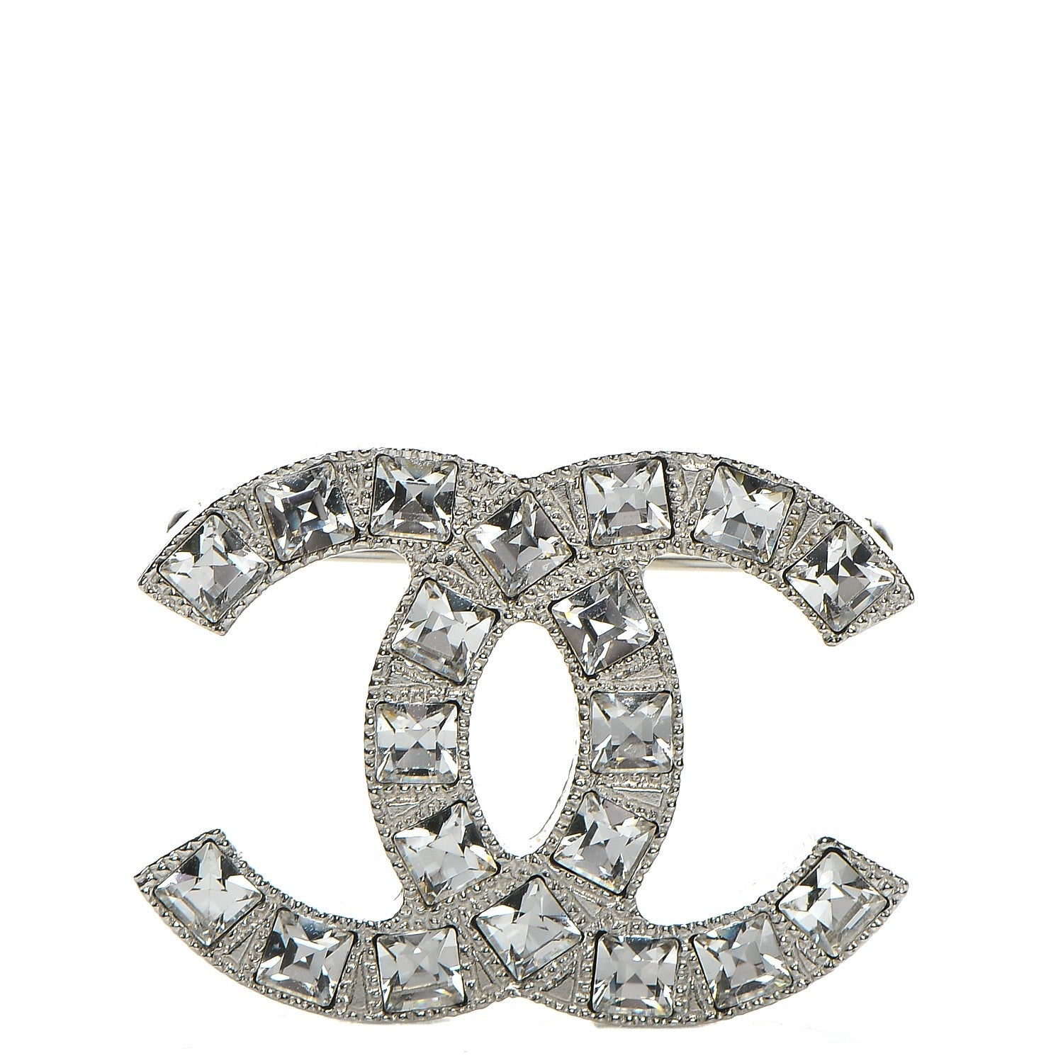 Chanel Crystal Baguette CC Mini Brooch Silver 1 of 5