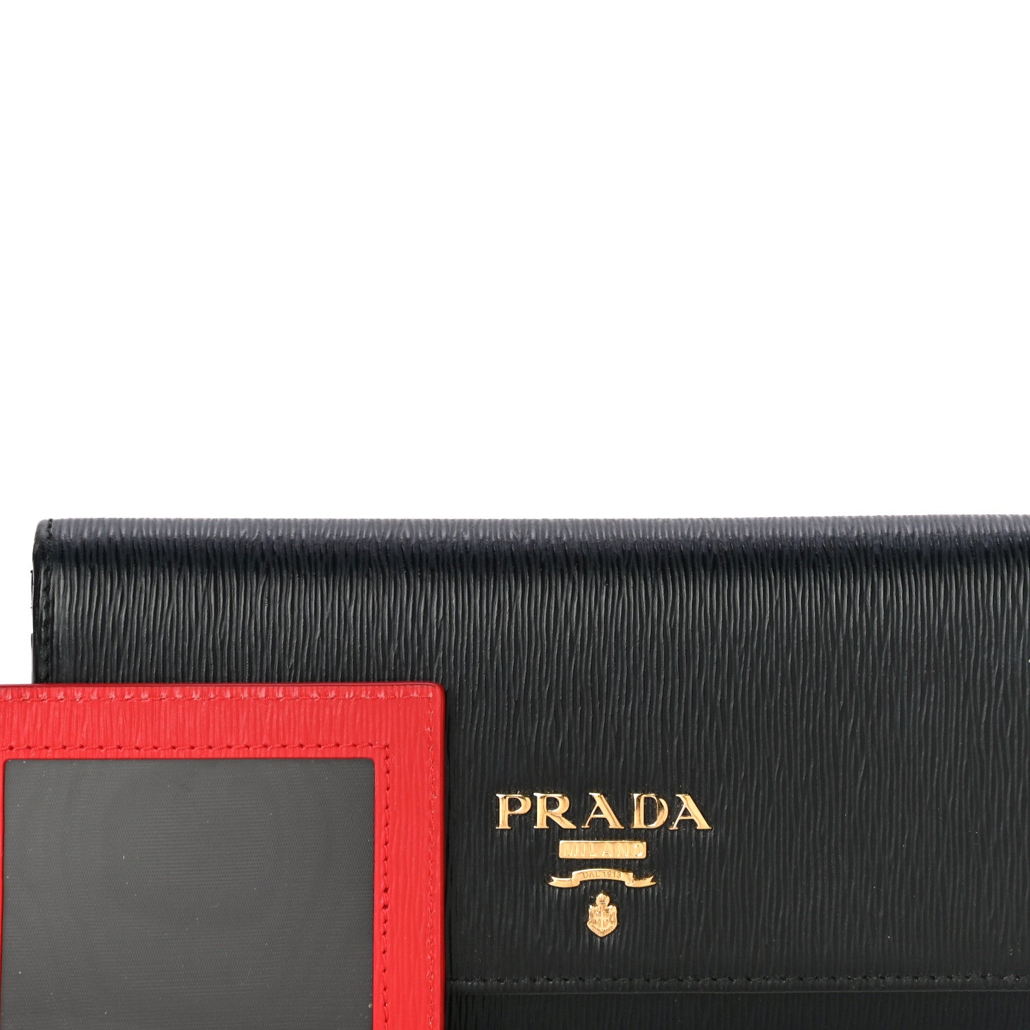 Prada Vitello Move Bi-Color Continental Flap Travel Wallet Black Lacca 8 of 11