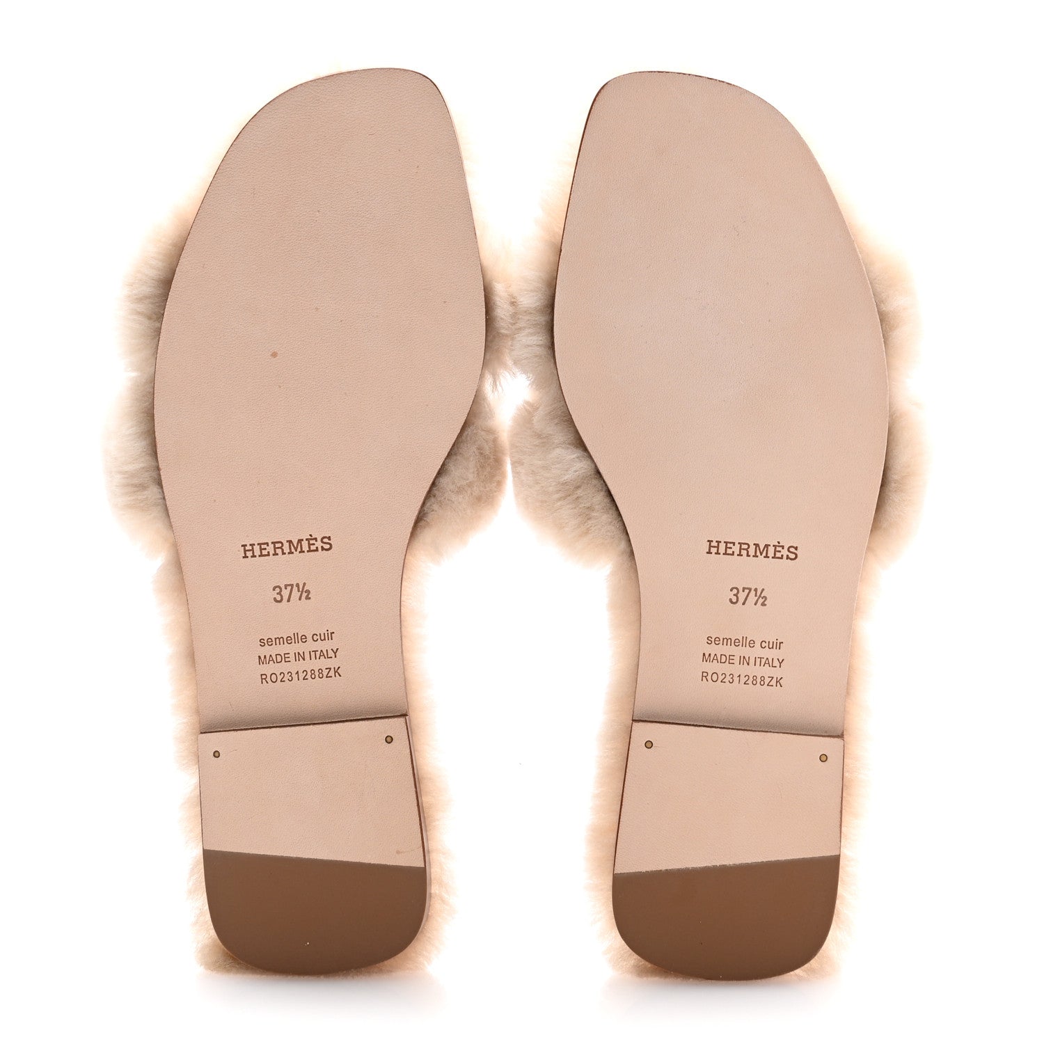 Hermes Woolskin Oran Sandals 37.5 Beige Argile 5 of 8