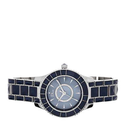 Christian Dior Stainless Steel Diamond Blue Mother of Pearl 33mm Christal Quartz Watch 2 of 5
