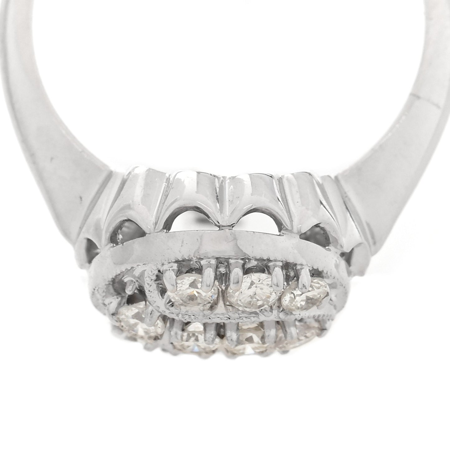 14K White Gold Diamond .40ctw Round Cocktail Ring 53 6.5